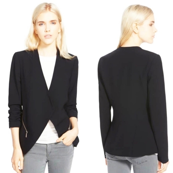 Trouve Nordstrom X-Small Black Open Drape Blazer - Picture 1 of 6